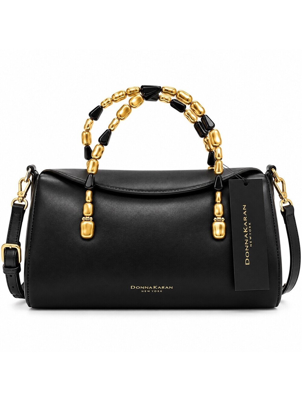 Donna Karan Crinoline Leather Barrel Satchel Bag